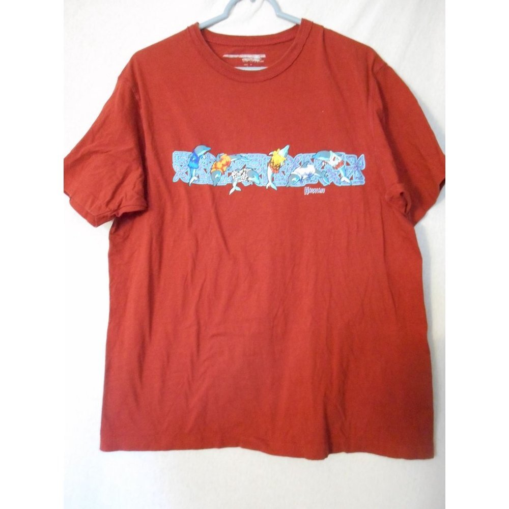 Vintage Single Stitch Hawaii Dolphin Graphic Location T-Shirt Maroon - Picture 2 of 5